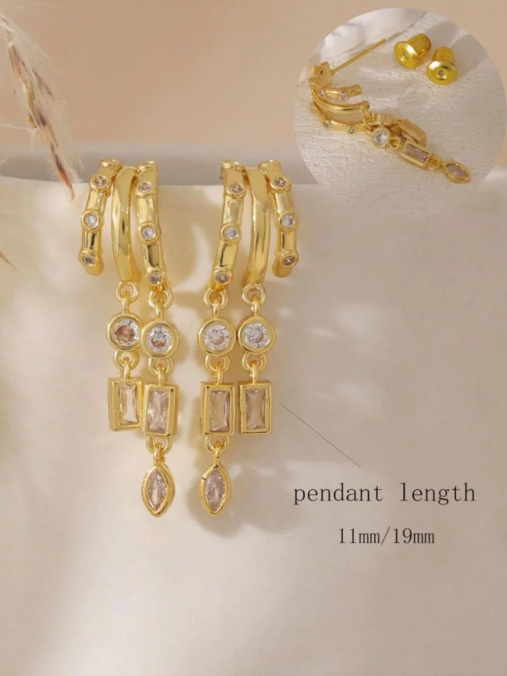 Gold Women's Circular drop dangly hoop earrings